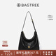 BAGTREE【明星同款】包包樹(shù)圖南植鞣皮腋下hobo女包單肩斜挎包通勤餃子包 檀黑色-中號 高級小眾圣誕生日禮物女