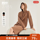 對白氣質(zhì)高級長(cháng)袖針織連衣裙女秋秋新款寬松法式慵懶顯瘦黑色裙子 奶油卡其 L