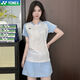 尤尼克斯（YONEX）尤尼克斯YY羽毛球服運動(dòng)服T恤上衣短袖110025BCR 女款裙褲套裝-210025BCR-水晶藍 L