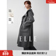 ELLE法式高級感綿羊毛長(cháng)款毛呢大衣女2025冬季新款氣質(zhì)連帽呢外套 中灰 S