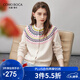 科蒙博卡2025秋冬新款費爾島提花羊毛衫女裝加厚開(kāi)衫外套寬松針織毛衣衫 奶油米 L