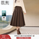 香影咖啡色半身裙女2025冬季新款拼接高腰復古美拉德風(fēng)中長(cháng)款裙子 咖啡 M