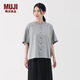 MUJI女式 萊賽爾混五分袖罩衫短袖t恤上衣女款內搭女裝25年秋季 煙熏藍色 M (160/84A)