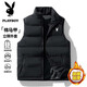 花花公子（PLAYBOY）棉馬甲男秋冬季無(wú)袖外套中青年休閑保暖立領(lǐng)背心 黑色 2XL