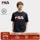 FILA 斐樂(lè )官方男子針織短袖衫2025夏新款狐貍刺繡休閑舒適純棉T恤