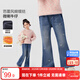 左西女童加絨牛仔褲2025新款兒童加厚保暖女孩喇叭褲子冬 牛仔色 150