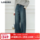 LAGOGO高腰闊腿顯瘦小個(gè)子牛仔褲女拉谷谷2025年冬新款OCNN53XD15 靛藍色 S