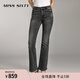 MISS SIXTY【免費改褲】進(jìn)口牛仔面料 牛仔褲女復古黑灰顯瘦百搭修身微喇褲 黑灰 26