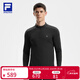 斐樂(lè ) 斐樂(lè )官方男子針織長(cháng)袖上衣2025冬季新款健身運動(dòng)加絨基礎長(cháng)T 深黑-BK L 175/96A/L