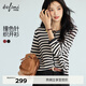 伊芙麗蔣欣代言條紋開(kāi)衫百搭職場(chǎng)鏤空顯瘦花邊針織衫2025秋新款女 黑色 偏大 拍小一碼 M 105-115斤