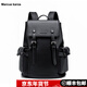 Marcue karos雙肩包男皮質(zhì)背包時(shí)尚商務(wù)多功能大容量電腦包出差旅行包青年潮牌 黑色平紋