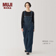 MUJI女式 木棉混 牛仔背帶褲 女款牛仔褲子秋季女褲 女裝 深藏青色 M (160/66A)