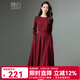 晚白【新品】2026春款騏驥紅氣質(zhì)時(shí)尚新年穿搭長(cháng)袖連衣裙 酒紅色 M （108斤-110斤）