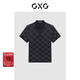 GXG男裝 夏新款潮搭個(gè)性時(shí)尚滿(mǎn)印棋盤(pán)格印花男Polo衫短袖 黑色 S