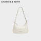 CHARLES&KEITH拉鏈簡(jiǎn)約通勤輕便鏈條腋下包生日禮物新年禮物送女友CK2-20271604 Cream奶白色 S