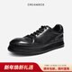 dreambox鈞博男鞋2025新款德訓鞋水洗馬皮休閑板鞋厚底增高男士鞋子 雅黑色 42 男碼