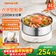 九陽(yáng)（Joyoung）0涂層秒涮電火鍋火鍋專(zhuān)用鍋電鍋家用4-8人不粘分體式可拆洗多功能電蒸鍋不銹鋼電煮鍋6L火鍋鍋GN64