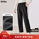 MsShe【超柔絨加厚直筒褲】大碼女裝2025秋冬裝胖mm刺繡錐形長(cháng)褲 黑色現貨 3XL