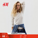 H&M女裝T恤秋冬修身圓領(lǐng)棉質(zhì)柔軟時(shí)尚舒適打底衫內搭長(cháng)袖上衣1260555 白色007 S 160/88
