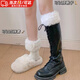 JIOESC腿套秋冬毛絨靴套襪套短靴套百搭護腿保暖男女厚毛毛仿皮草翻口 白色毛絨套