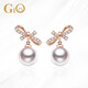 GiO珠寶 珍珠耳釘女Akoya海水蝴蝶結18K金送女友送老婆