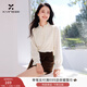 香影法式立領(lǐng)襯衫女長(cháng)袖2025冬季新款木耳邊拼接絨感正肩襯衣上衣 鷺白 L 165/88A/110-125斤