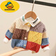 G.duck2025秋裝新款中小童個(gè)性撞色針織開(kāi)衫男女童針織外套兒童復古毛衣 黃色 90