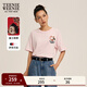 Teenie Weenie小熊短袖T恤女2025年春夏新款刺繡學(xué)院風(fēng)短袖打底衫上衣 淺粉色 S 160