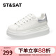 星期六（St&Sat）女鞋新款學(xué)院風(fēng)麥昆鞋舒適休閑運動(dòng)板鞋小白鞋 銀灰色 38