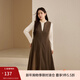 纖莉秀【洋氣疊穿背心裙】大碼女裝氣質(zhì)V領(lǐng)連衣裙胖mm2025冬新款4559 紅棕色 5XL