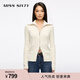 MISS SIXTY2025冬季新款針織外套女翻領(lǐng)雙向拉鏈羊毛混紡麻花毛衣 米白 XS
