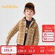 巴拉巴拉【商場(chǎng)同款】童裝兒童棉服連帽外套格紋男童秋冬裝2025新款寬松潮 咖色調00455 100