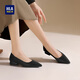 海瀾之家（HLA）單鞋女通勤舒適粗跟防滑尖頭小皮鞋女HDADXW1CCS006 黑色38