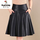 啄木鳥(niǎo)（TUCANO）半身裙短裙女2025秋冬新款PU皮裙百褶裙高腰修身中長(cháng)款a字裙皮裙 黑色 XL 【118-128斤腰圍2尺3】