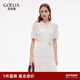 歌莉婭天絲連衣裙女穿搭2025新款荷葉邊裙子1E5R4K830 07W米色 XS