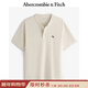 Abercrombie & Fitch經(jīng)典小麋鹿圖案男裝25夏季美式重磅寬松亨利領(lǐng)短袖T恤 奶油色 L (180/108A)尺碼偏大