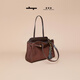 食草堂[吉娜同款]女包托特包植鞣牛皮單肩手提斜挎包通勤情人節禮物晚辭 大號深啡色【可手提/單肩】