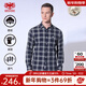 威鵬（weipeng）[純棉磨毛]長(cháng)袖襯衫男秋季保暖灰色休閑通勤百搭格子襯衣C33069 灰藍 2XL （185/100）
