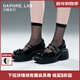 DAPHNE LAB【沈月楊冰怡同款】方糖雙扣帶瑪麗珍鞋厚底增高法式復古小皮鞋女 黑色 36