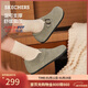 斯凱奇（Skechers）單鞋勃肯鞋女士2025新款秋季牛皮一腳蹬休閑鞋厚底豆豆鞋159018