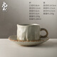九土手工咖啡杯陶瓷情侶杯碟組日式粗陶咖啡杯子復古咖啡套具簡(jiǎn)約意式 圓耳把手款