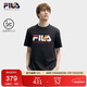 FILA 斐樂(lè )官方男子針織短袖衫2025夏新款狐貍刺繡休閑舒適純棉T恤