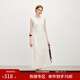 范思藍恩木耳邊亞麻圓領(lǐng)無(wú)袖連衣裙女夏2025新款優(yōu)雅氣質(zhì)長(cháng)裙2773 白色 L