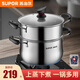 蘇泊爾（SUPOR）蒸鍋304不銹鋼復底湯蒸多用鍋 雙層燃氣電磁爐通用蒸煮鍋蒸魚(yú)鍋 ST22Z3【自帶蒸屜】 22cm