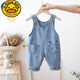G.duck女寶寶軟牛仔背帶褲馬甲式嬰兒吊帶褲春秋薄外穿洋氣女童春裝褲子 藍色 120碼
