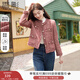 香影紅色小香風(fēng)外套女短款2025秋冬新款法式重工名媛赫本風(fēng)粗花呢 紅色 S