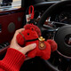 泰姆仕新年可愛(ài)馬年吉祥物汽車(chē)鑰匙扣掛件擺件小馬公仔鑰匙扣毛絨玩具紅