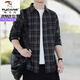 啄木鳥(niǎo)（TUCANO）2026春夏季新款格子襯衫男士春秋款休閑長(cháng)袖襯衣韓版寬松外套上衣 CS1925黑格 XL 【建議125-140斤】