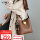 viney牛皮包包女包品牌水桶包輕奢單肩斜挎包生日新年禮物送女生女友