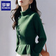 羅蒙（ROMON）圓領(lǐng)加厚保暖毛衣女2025秋季新款法式收腰顯瘦針織衫女上衣 綠色 L 大碼適合115-135斤